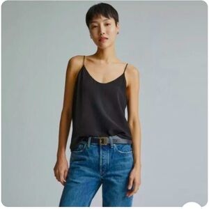 Everlane The Clean Silk Black Cami Tank Top